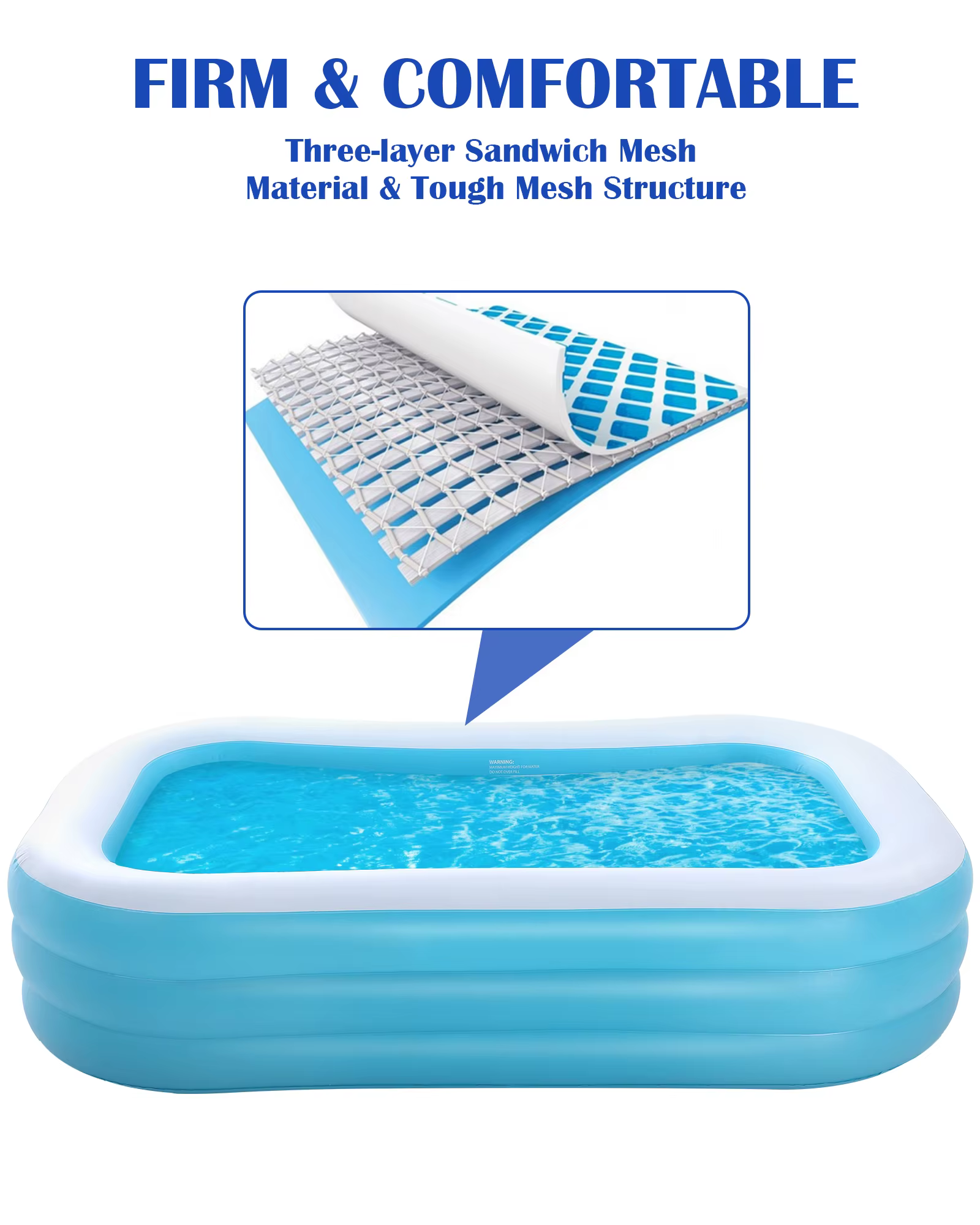 Piscine gonflable 120 × 72 × 22 pouces, centre de natation gonflable pour l'extérieur, l'arrière-cou