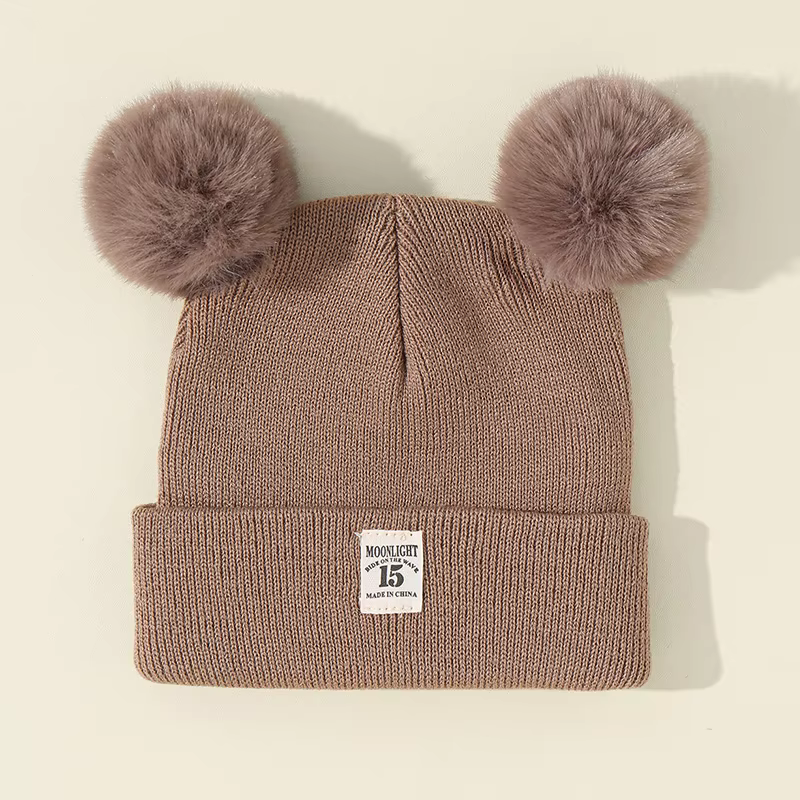 Automne hiver bébé chaud tricoté chapeaux avec Pom enfants tricot bonnet chapeau couleur unie enfant