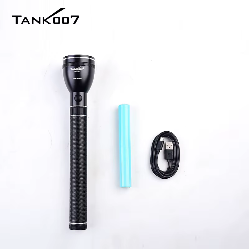TANK007 A602L High Power Rechargeable LED Flashlight 500m Long Range 3 Modes Light USB EDC Torchligh