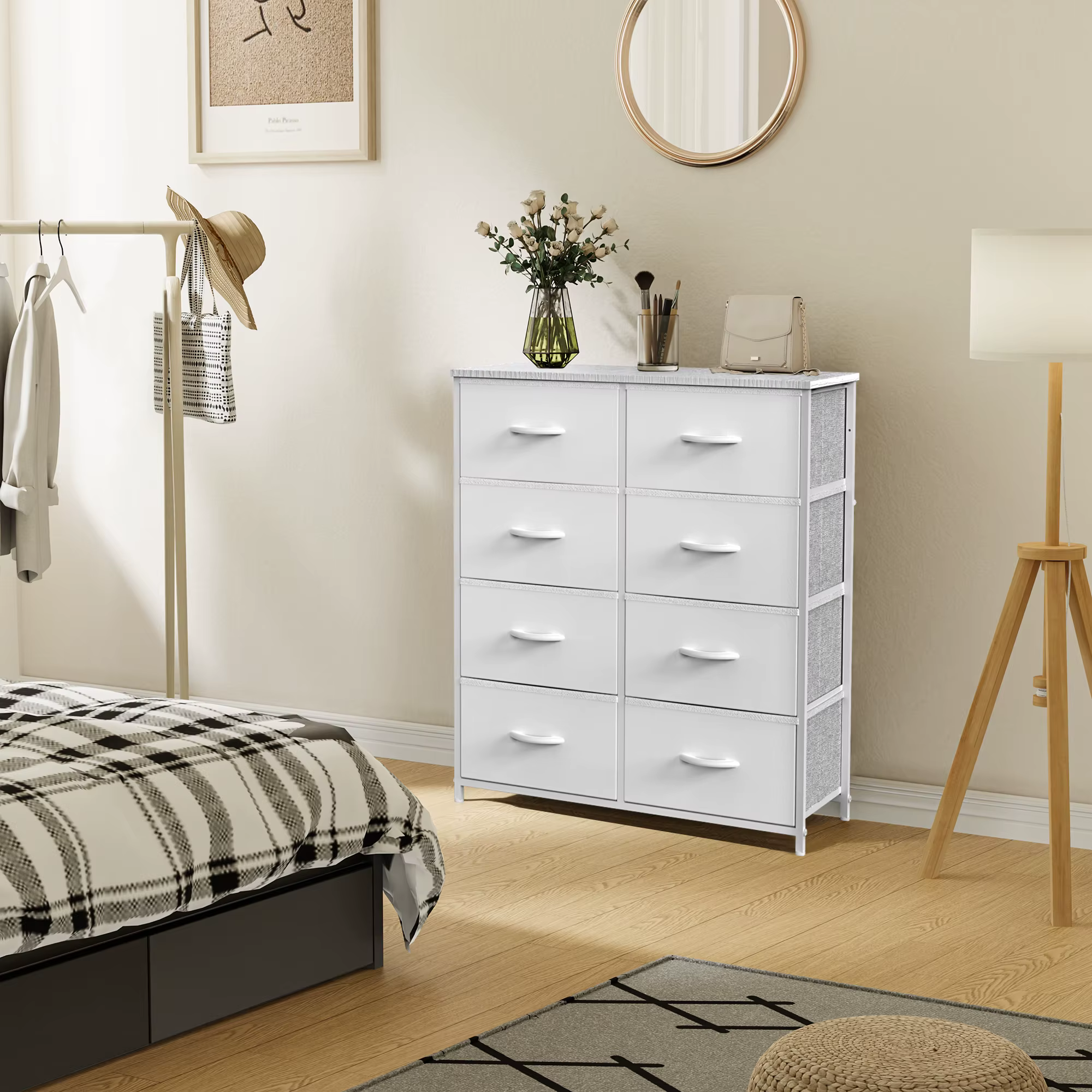 JIAN-Armoire de Rangement pour Chambre d'Enfant, 8 Tiroirs de Proximité en Tissu, Cadre en Acier, Pl