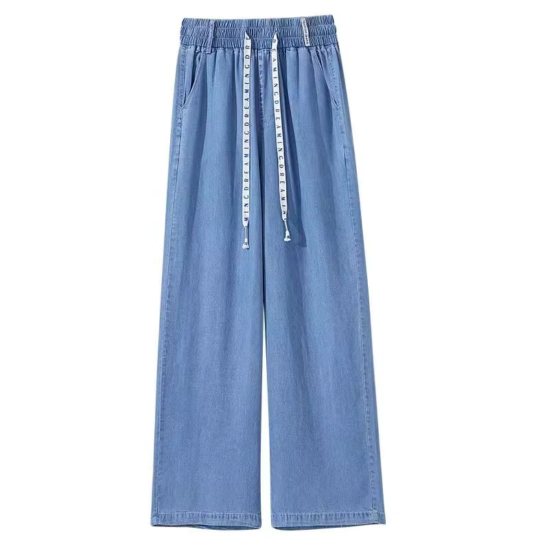 Jean en soie glacée pour femmes, coupe ample, grande taille, pantalon de Yoga décontracté, marque te
