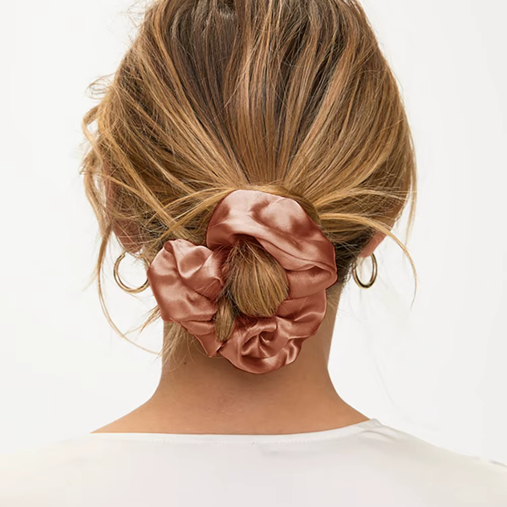 Chouchous en soie de mûrier 100%, bande de caoutchouc élastique, attaches pour cheveux, grandes cord