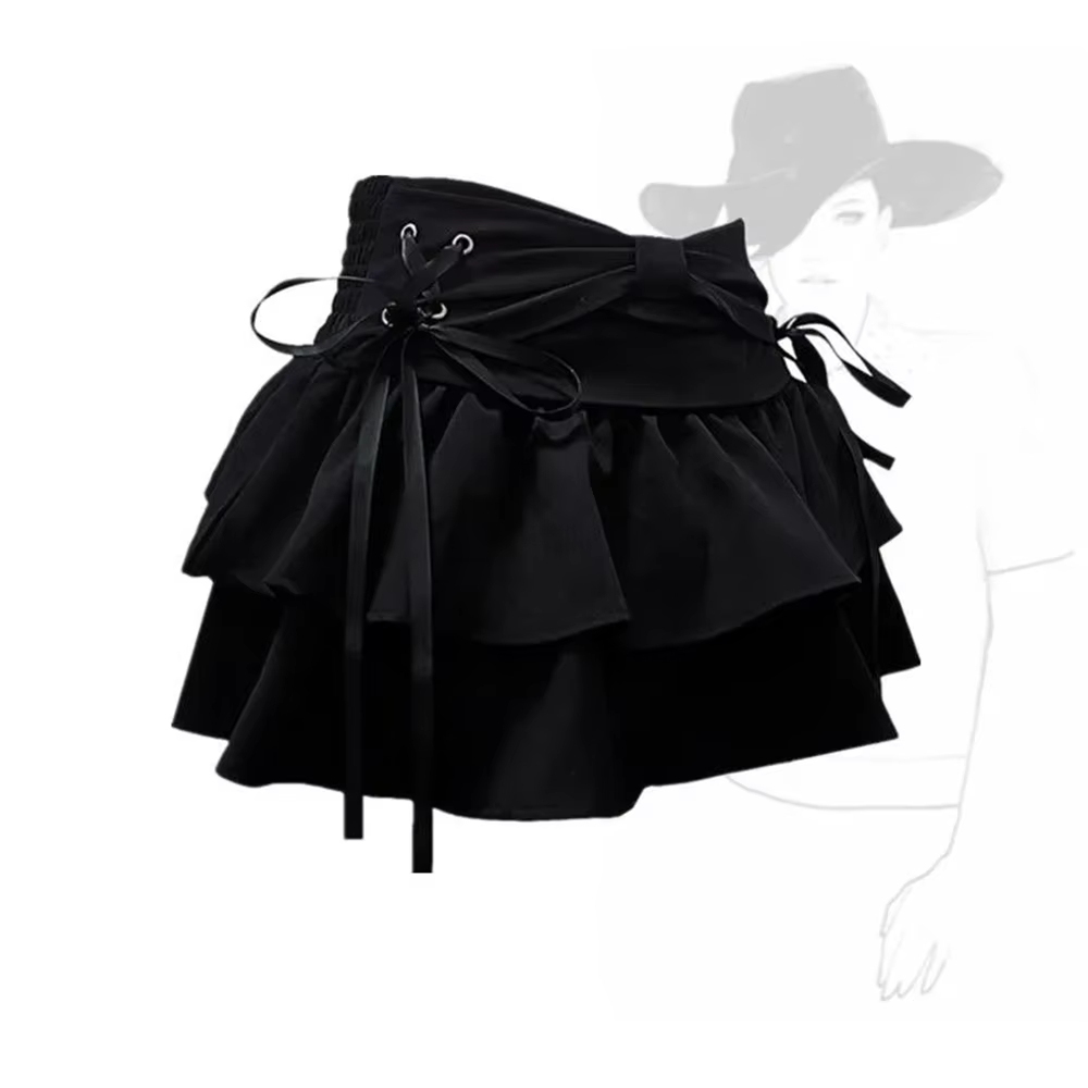 Mini jupe en jean gothique pour femmes, Streetwear américain, Vêtements sexy, Ligne A, Vintage, Noeu