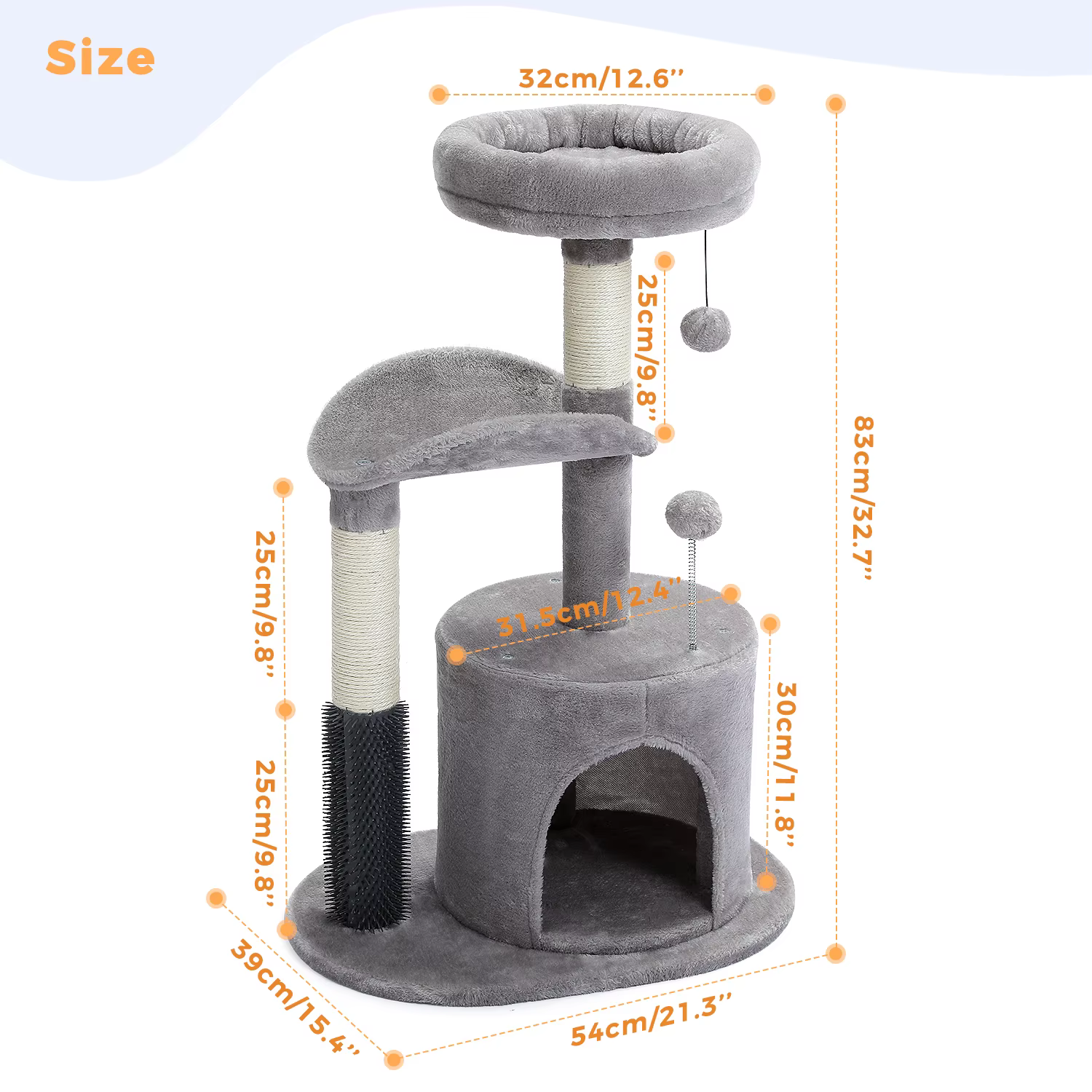 Tour de petit arbre à chat d'intérieur pour chats, jouet coule pour chat de taille moyenne, condo po
