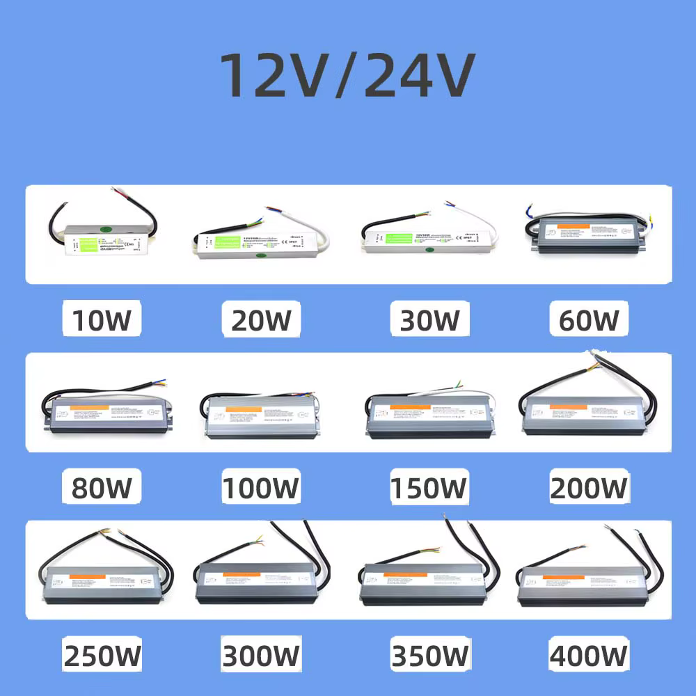 Alimentation de commutation étanche DC 12V 24V, transformateur d'éclairage LED extérieur IP67 ~ IP68