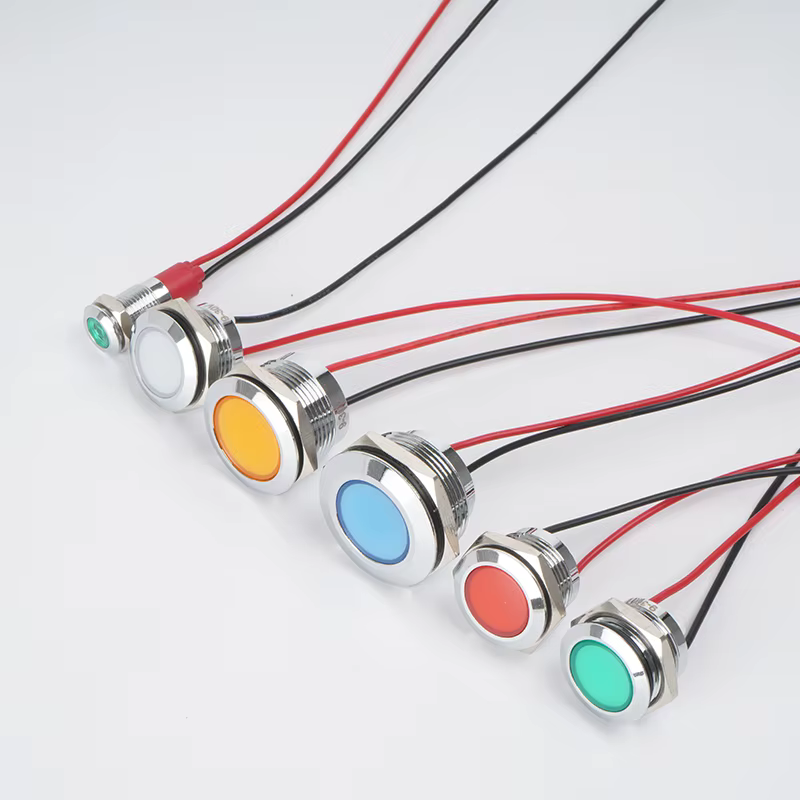 Indicateur métallique LED avec fil 3v 5v 12V 24V 220V, voyant d'avertissement, rouge, bleu, jaune, v