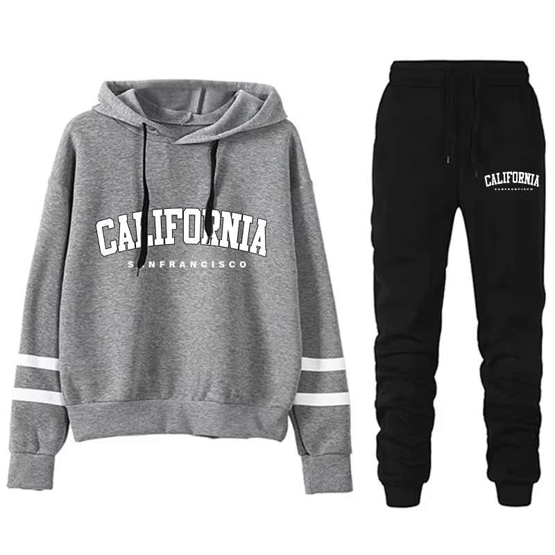 California Womens Survêtement Casual Stripe Polyvalent Sweat à capuche ou pantalon ou costume Simpli