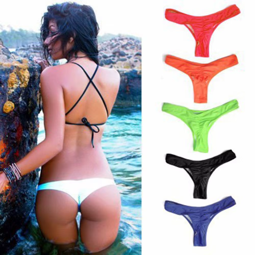 Maillot de bain plissé en forme de T, bikini sexy, maillot de bain simple, string de vacances, grand