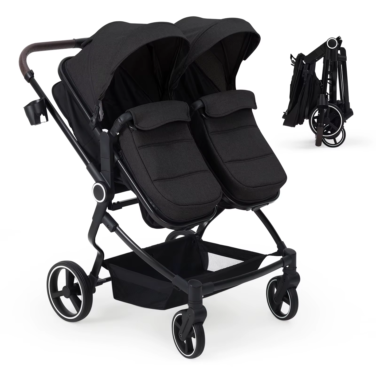 Poussette double pour nouveau-né et tout-petit, poussettes Tandem avec pli compact léger, cancline r