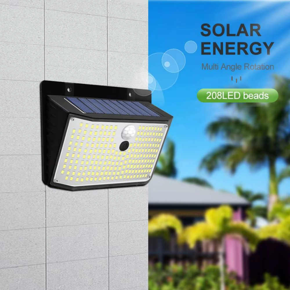 Applique Murale Solaire à 158 LED avec Détecteur de Mouvement, Imperméable et Sans Fil, Éclairage d'