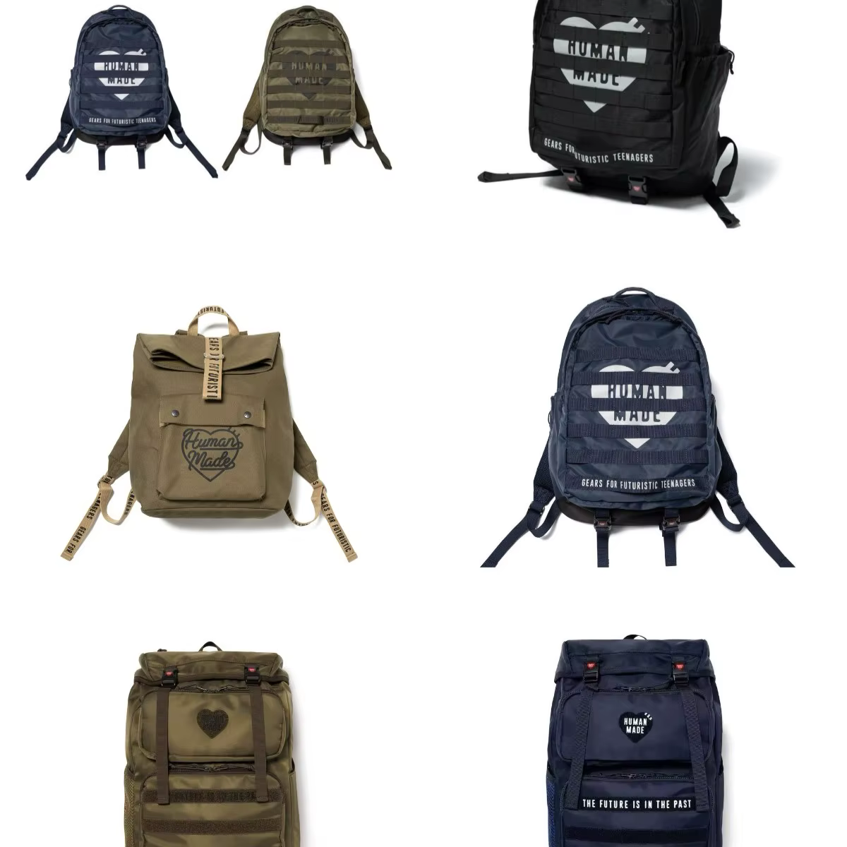 Sac à dos en nylon de style rétro américain Human Made, sac à dos de voyage de grande capacité, sac