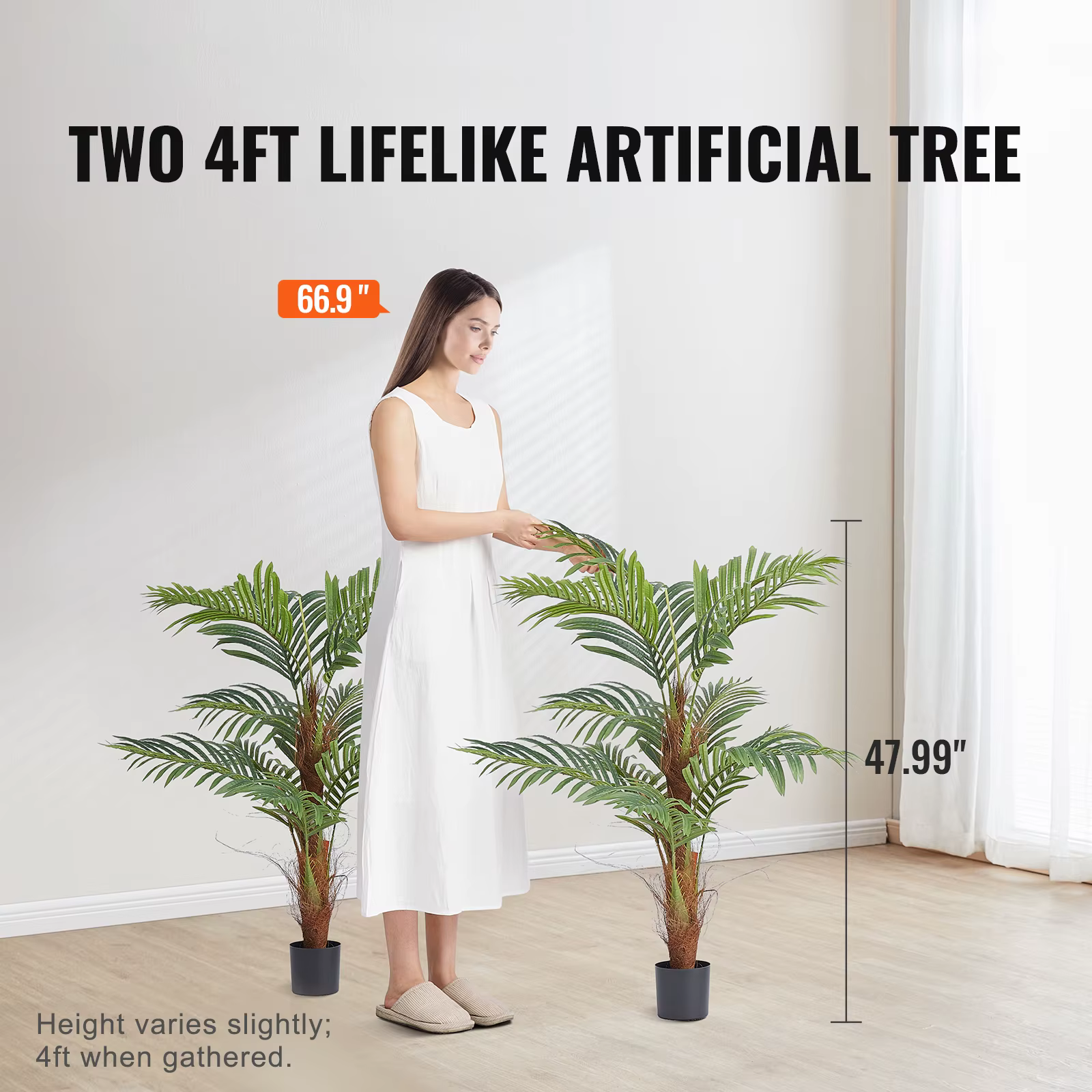 SucceBuy palmier artificiel 4/5/6 pieds fausse plante matériau PE sécurisé et Protection d'inclinais