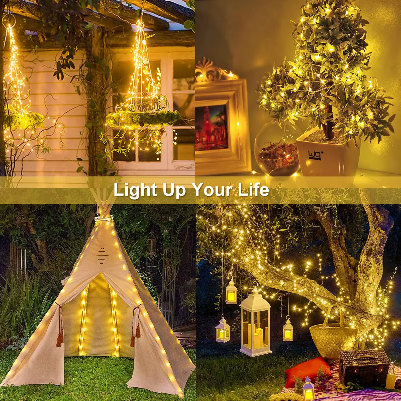 Guirlande solaire d'extérieur LED guirlande féerique 8 modes jardin cour fête décoration de noël lam