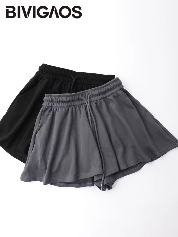 BIVIIncome-Jupe-culotte d'été pour femme, short taille haute, mode décontractée, sport adt, plissé,
