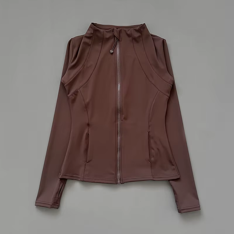 Veste de Fitness à col montant pour femmes, séchage rapide, coupe ajustée, fermeture éclair, vêtemen