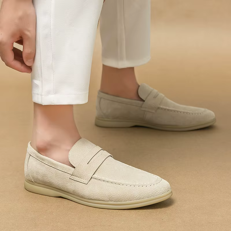 Chaussures pour homme en cuir suédé rétro de créateur, mocassins à enfiler, chaussures habillées Pen