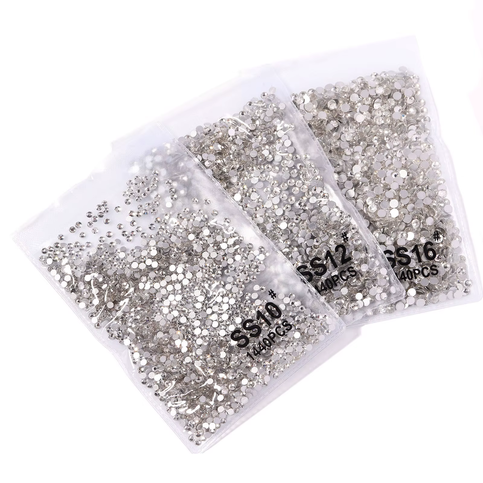 Strass pour ongles blancs clairs à fond plat, cristaux AB, décorations 3D pour Nail Art, 8 tailles, 