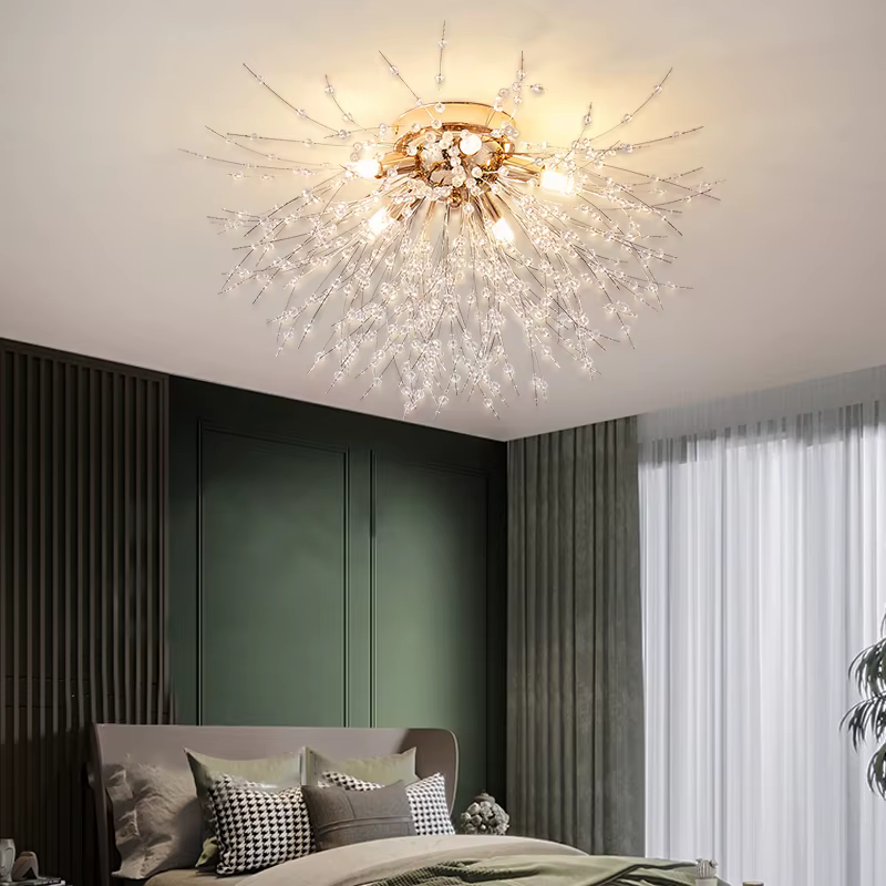Lustre en cristal de pissenlit nordique, salon moderne, salle à manger, chambre à coucher, plafonnie
