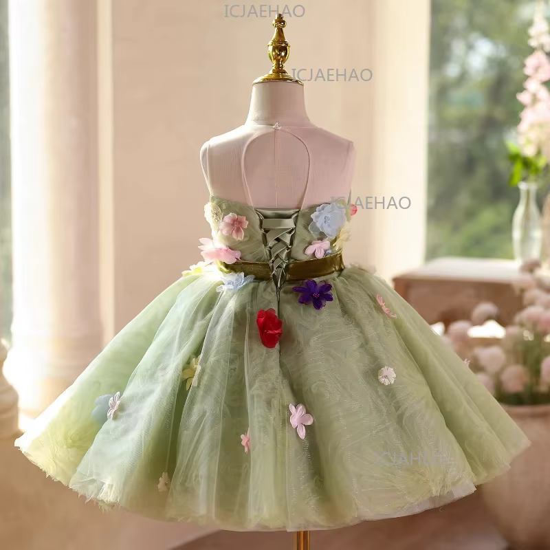 Robe de Princesse pour Enfants, Costume de Fille pour Anniversaire, Robe de Performance au Piano, Te