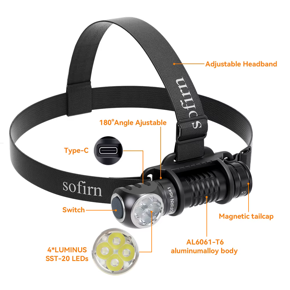 SOFIRN-Lampe de Sauna HS41, 4000strada 21700, USB C, Rechargeable avec SST20, Indicateur de Torche L