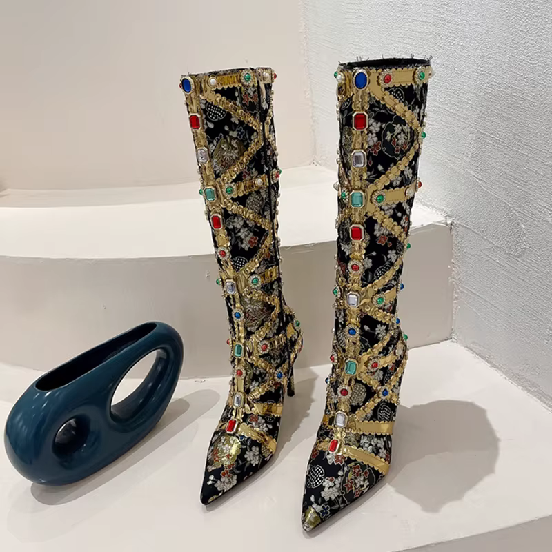 VEYKE-Bottes Hautes au Genou pour Femme, Chaussures à Talons, Travail Manuel, Sexy, Jolie tu, Parker