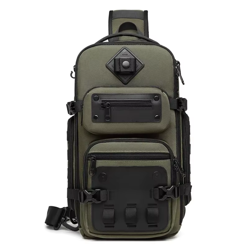 Ozuko sacs de ventre sac de poitrine pour hommes en plein air tactique une épaule sac à bandoulière 