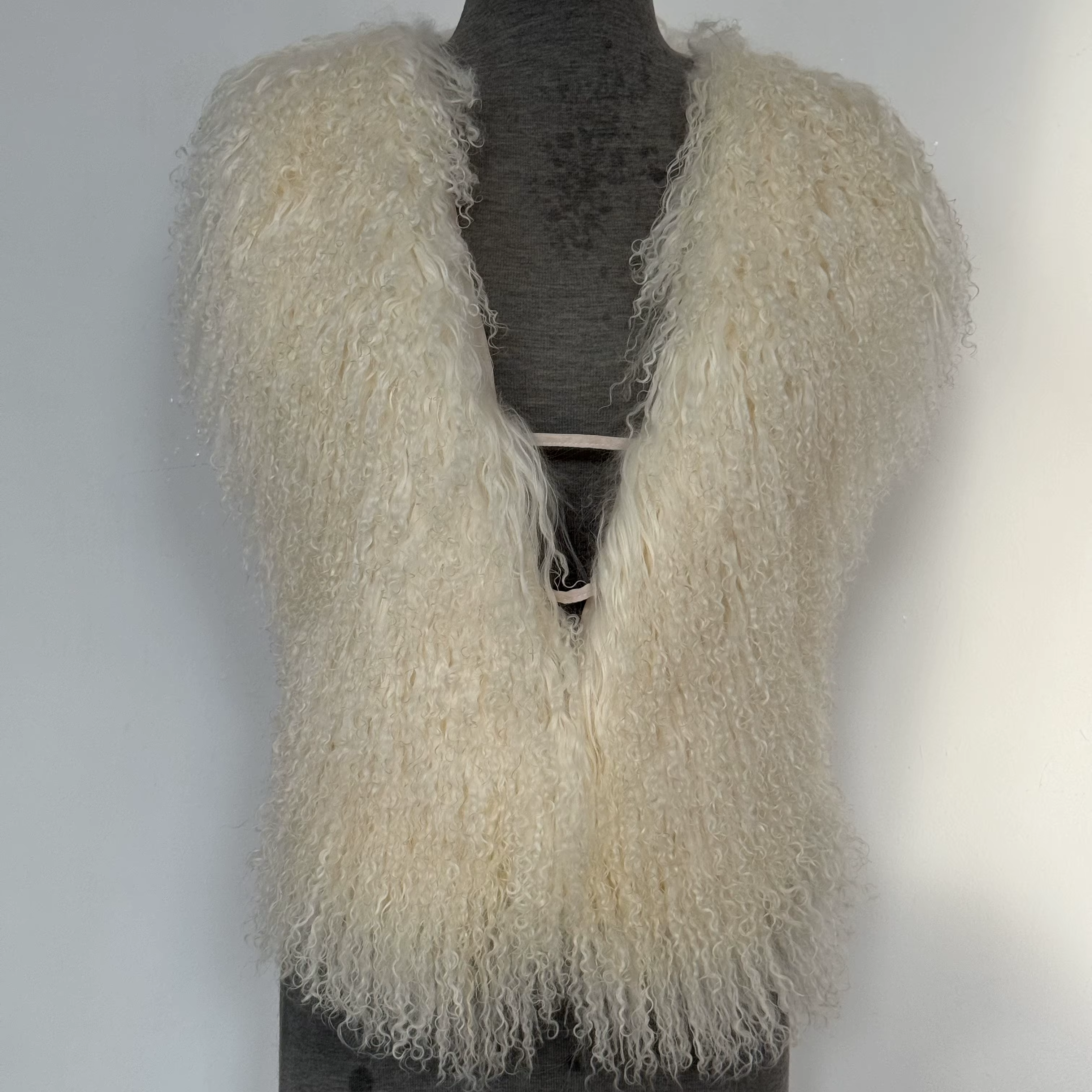 Gilet en vraie fourrure de mouton mongole pour femmes, Streetwear, haut à col licou en vraie fourrur