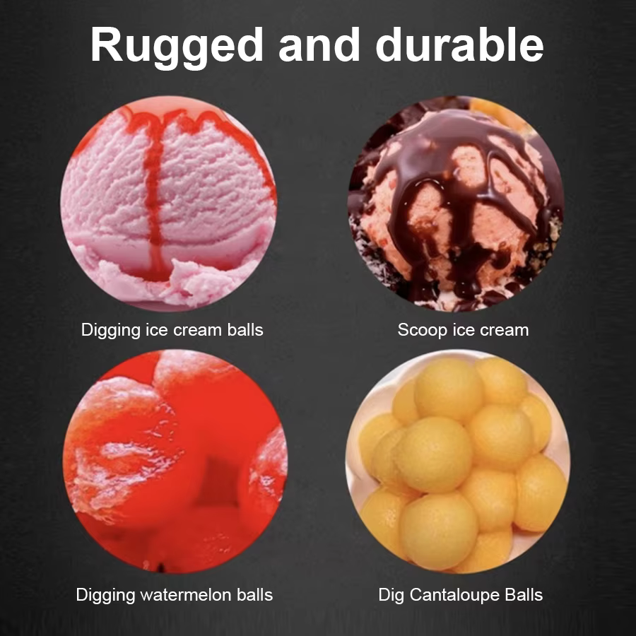 Cuillère à glace à double usage en acier inoxydable, cuillère à glace multifonctionnelle pour fruits