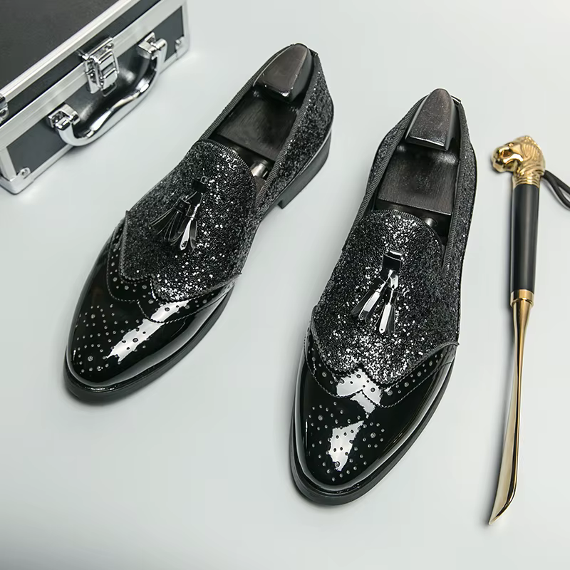 Chaussures habillées d'affaires hommes Oxfords en cuir véritable bout pointu à lacets de haute quali