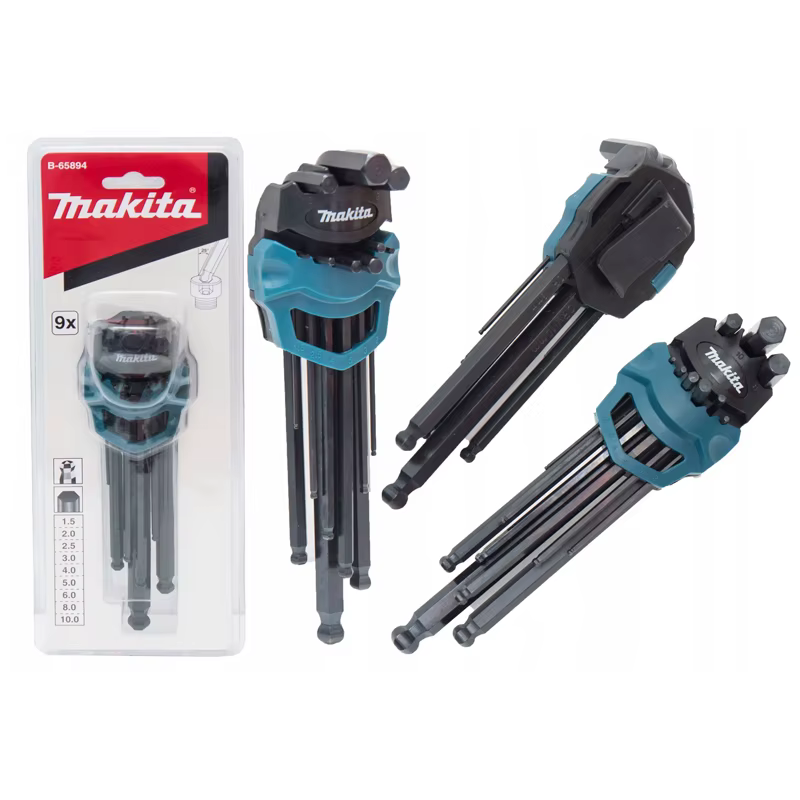 Makita B-65894 jeu de clés hexagonales 9 pièces plusieurs tailles clé hexagonale clé Allen jeu de co