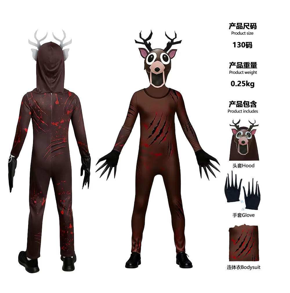 Costume de cosplay chat noir 99 nuits dans la forêt, hibou, cerf, tenue de dessin animé pour enfants