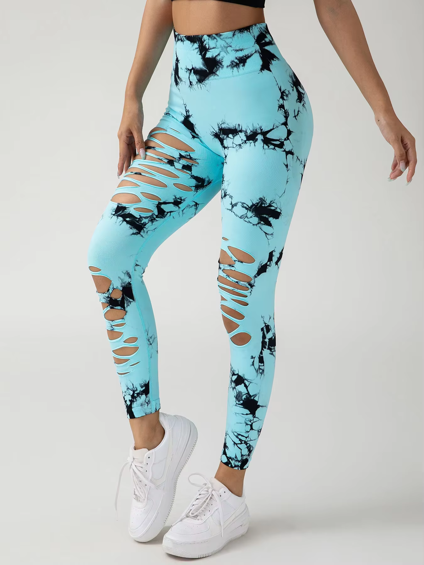 Mode femme sans couture cravate colorant SkinnyYoga pantalon nouveau décontracté évider taille haute