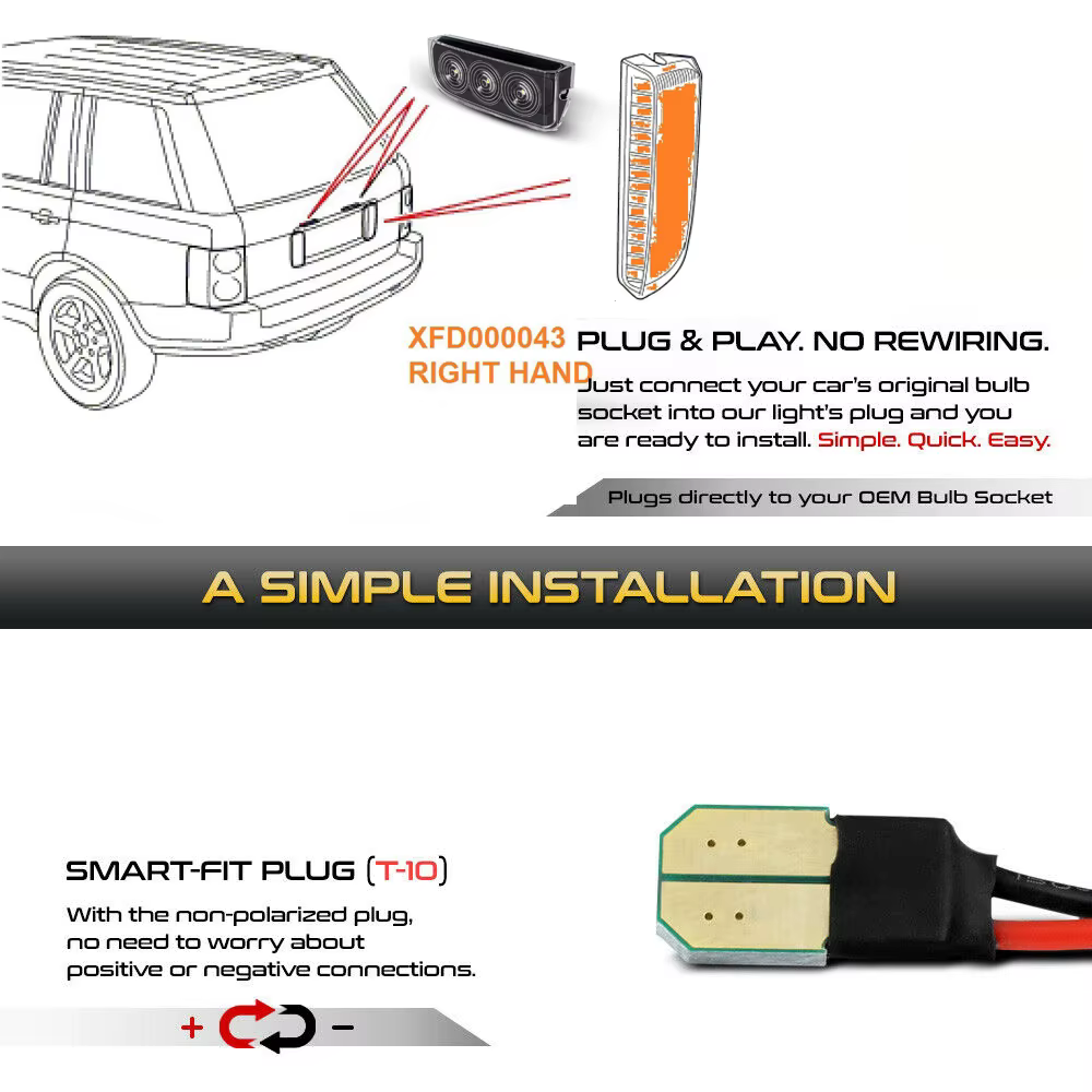 Feux de barrage de secours à LED pour Land Rover Range Rover L322, lampes de pare-chocs arrière, OEM