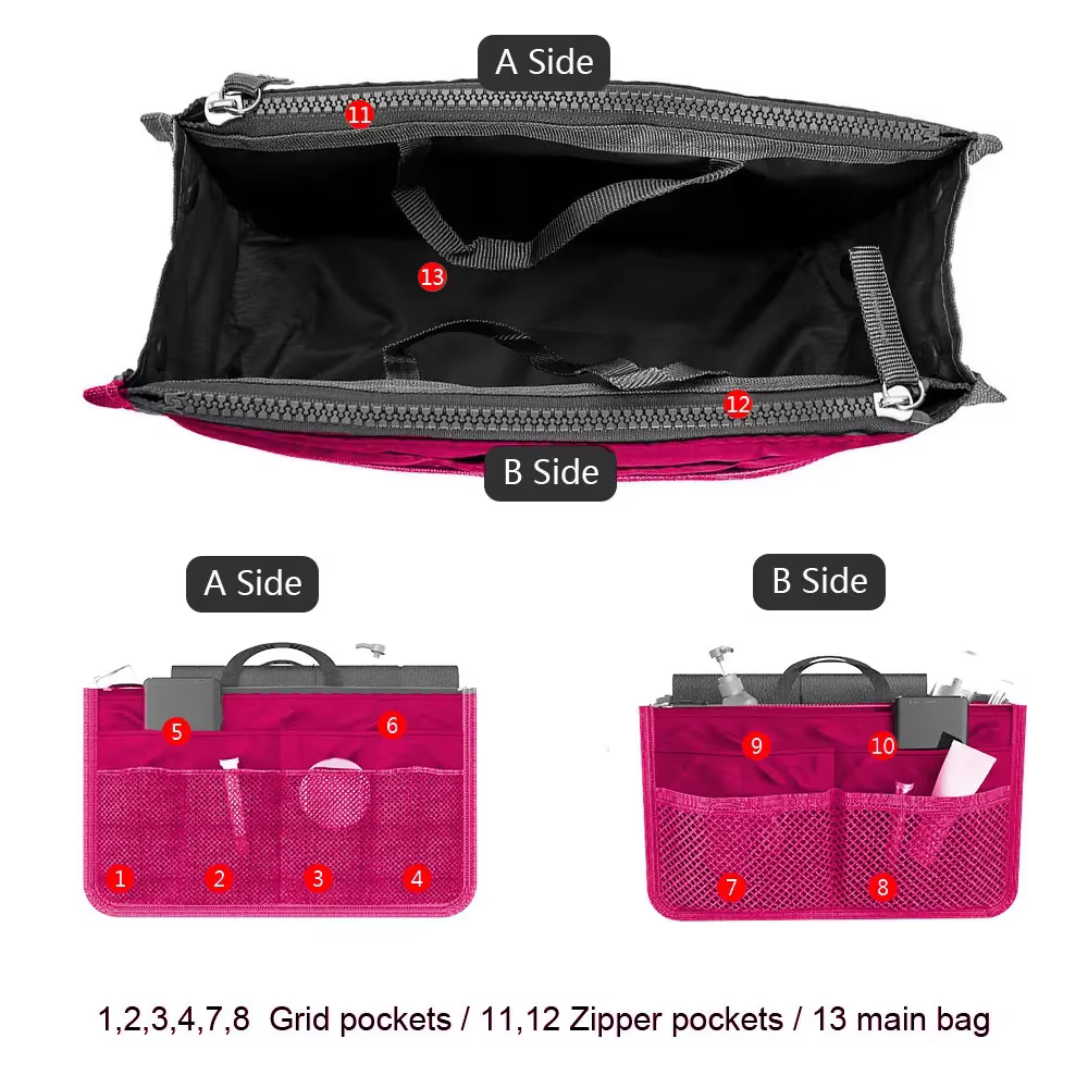 Sac à main de voyage pliable en nylon pour femme, sac à cosmétiques, fourre-tout de maquillage, doub