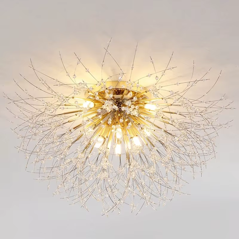 Lustre en cristal de pissenlit nordique, salon moderne, salle à manger, chambre à coucher, plafonnie