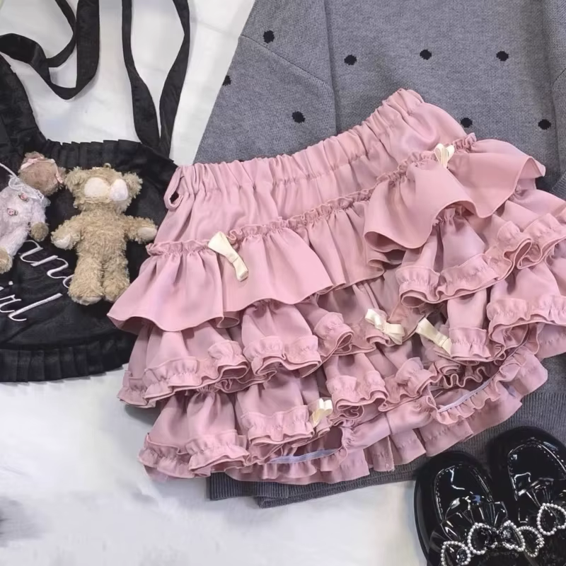 Nouvelle collection été 2026 : Mini-jupe tutu polyvalente pour femme, bleue, avec nœud et dentelle,
