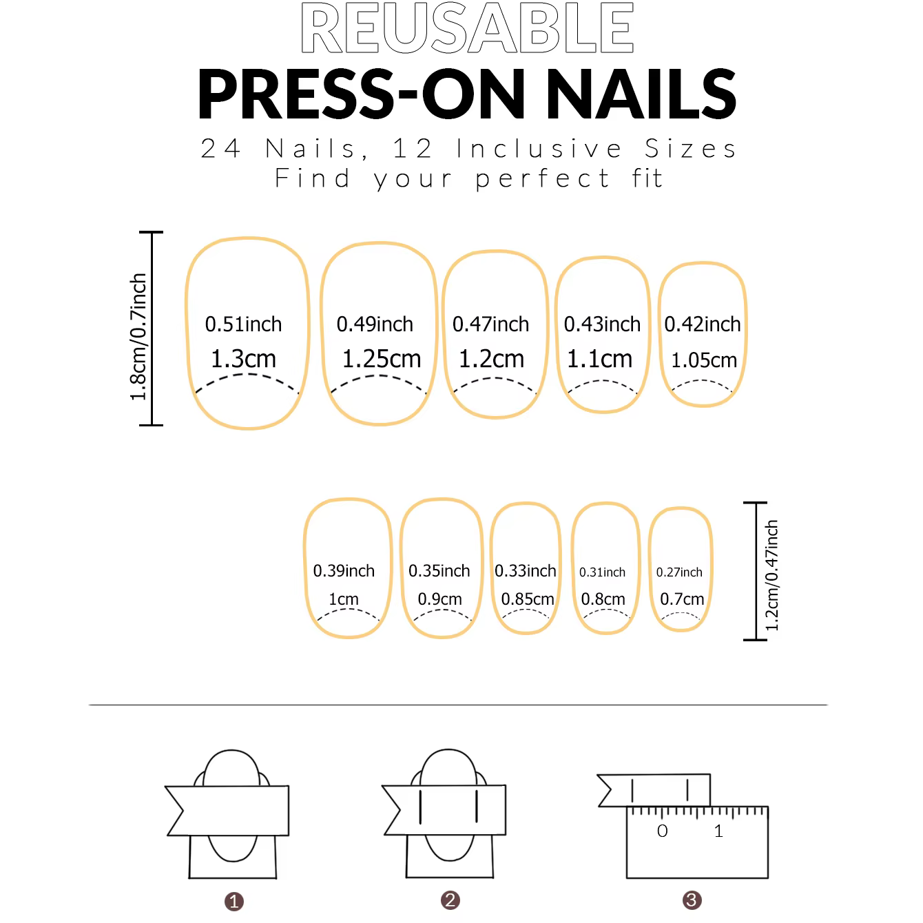 Ongles de Type presse 48 pièces, faux ongles carrés et de presse de taille moyenne, faux ongles poin
