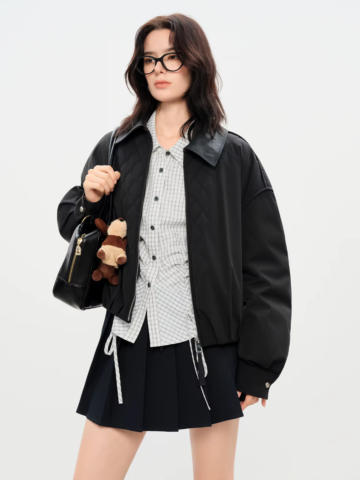 FSLE – veste rembourrée légère de Style grange pour femme, manteau court Vintage avec panneau à carr