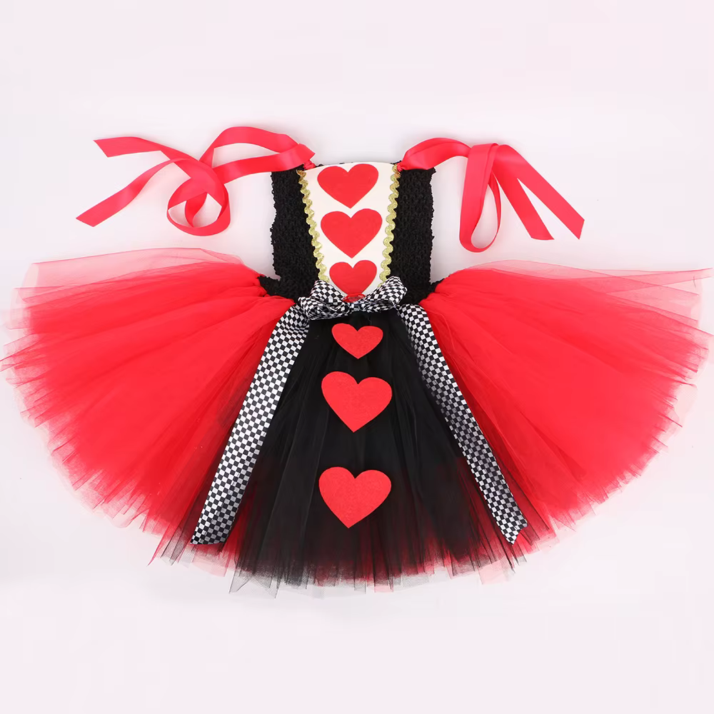 Filles reine de coeur Costume enfants Halloween carnaval fête fantaisie princesse habiller vêtements