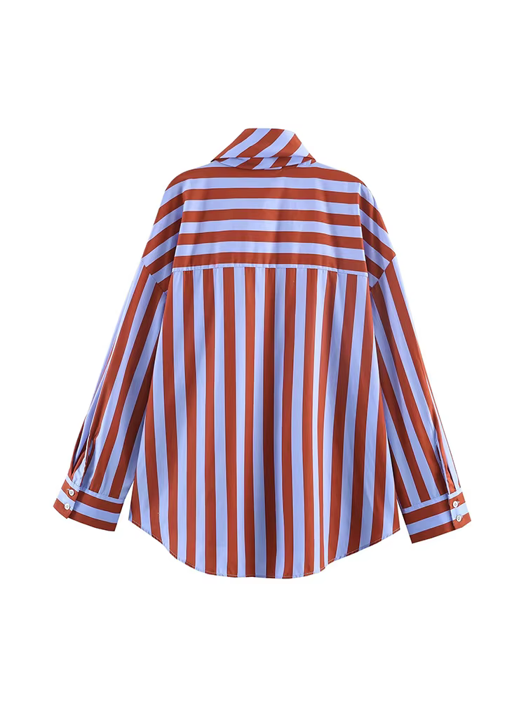Chemisier rayé élégant à nœud papillon pour femme TFMLN, nouvelle collection printemps, chemise ampl