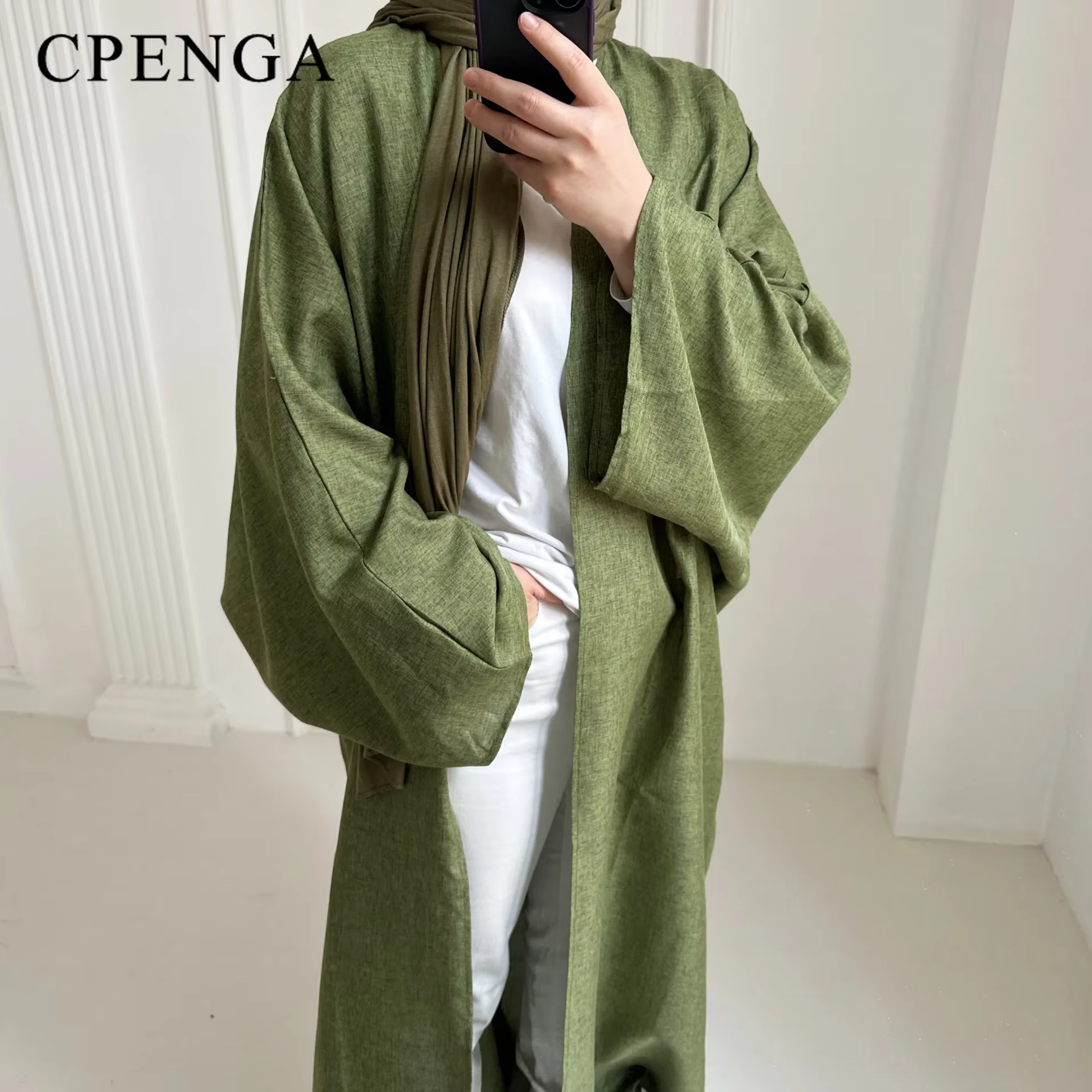 Eid Ramadan ouvert Abaya pour femmes plaine dubaï casual coton lin modeste Abayas Kimono turquie man