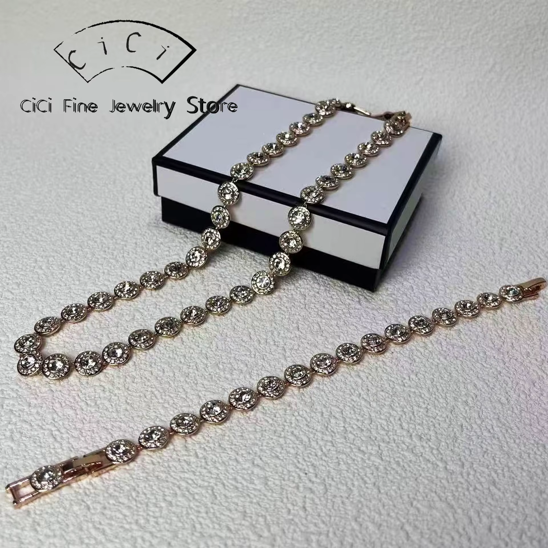 Ensemble de bijoux ronds en cristal, goutte d'eau, haute, à la mode, éblouissant, Bracelet, boucle d