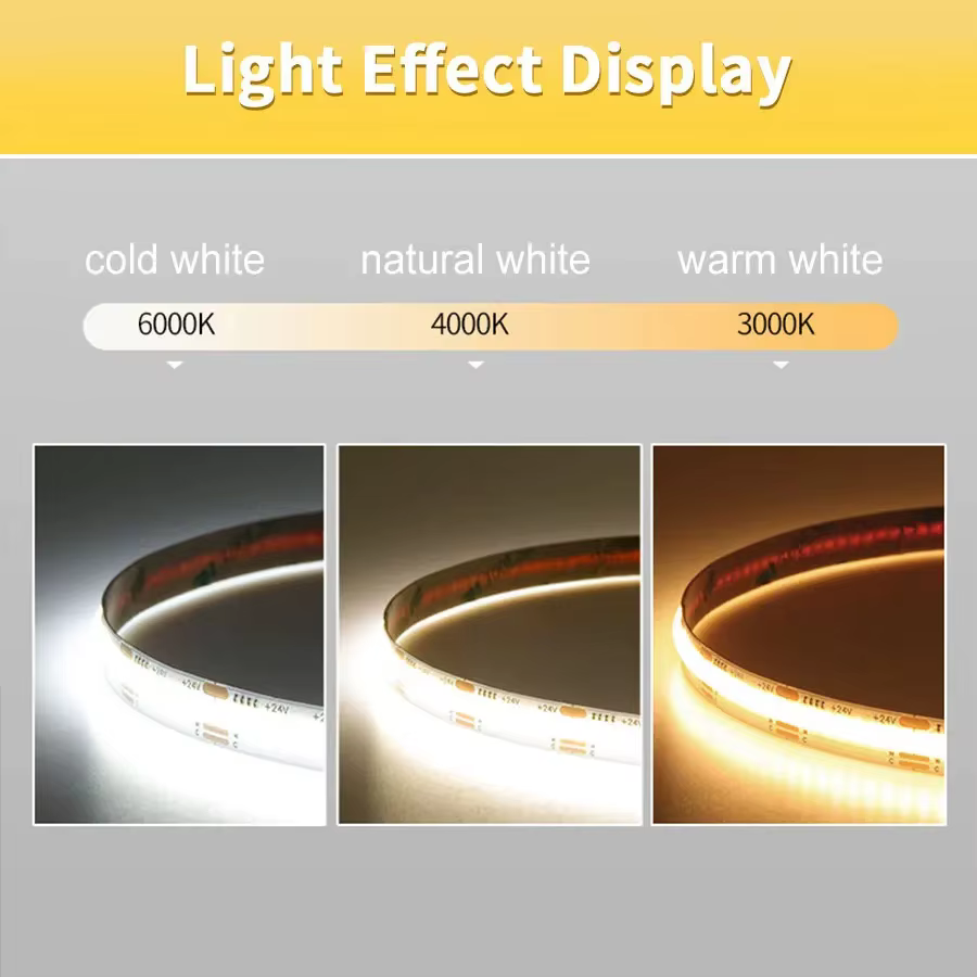 Bande lumineuse LED COB 12V 24V 10M 5M 3M 2M 1M 320LED s/M, bande LED Flexible haute densité 2700K 4