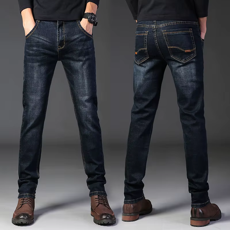 Jeans élastiques à coupe droite pour hommes, pantalons décontractés de style nouveau et populaire po