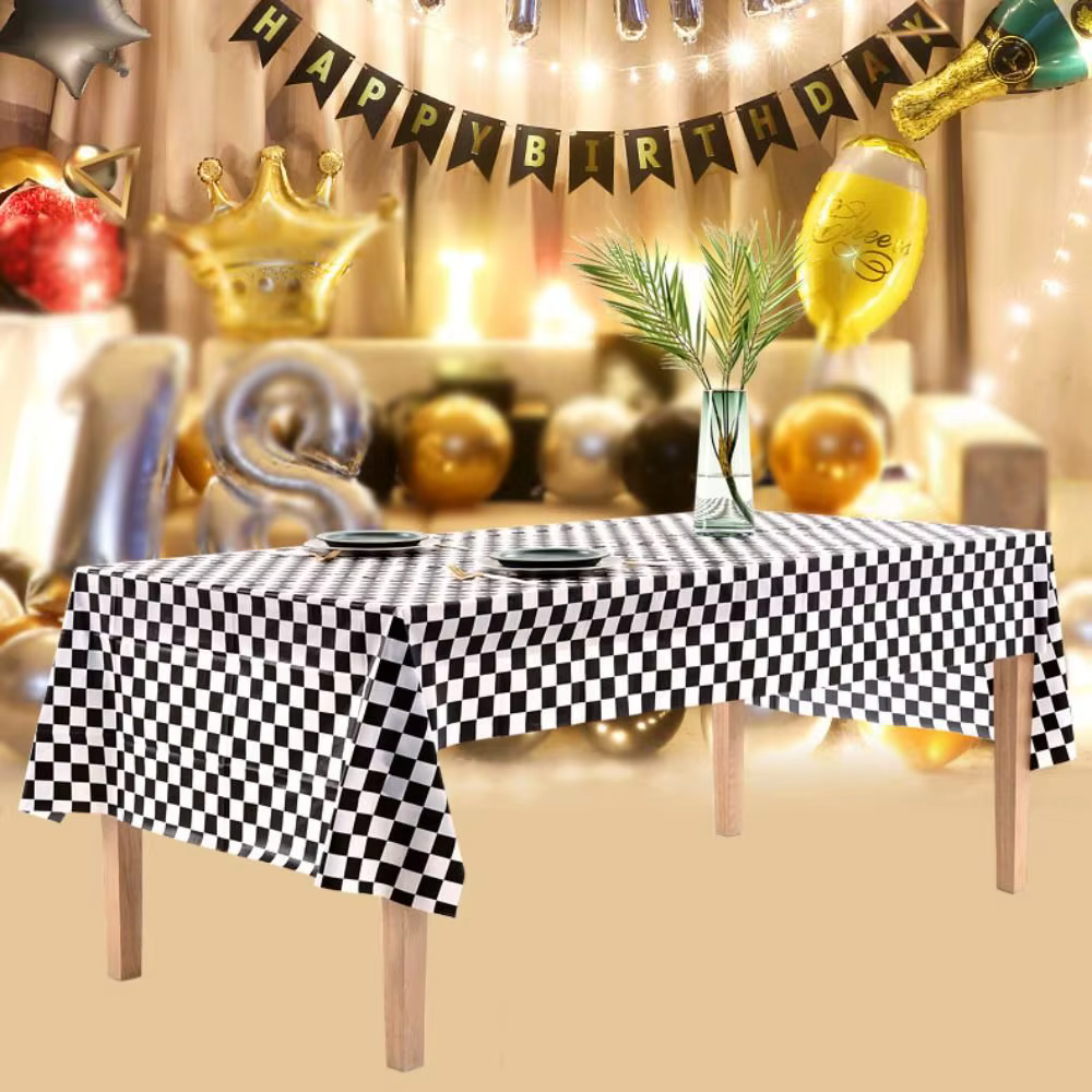 Nappe Jetable à Carreaux Noir et Blanc, 137x274cm, pour ixF1, Course, Imperméable et Anti-taches