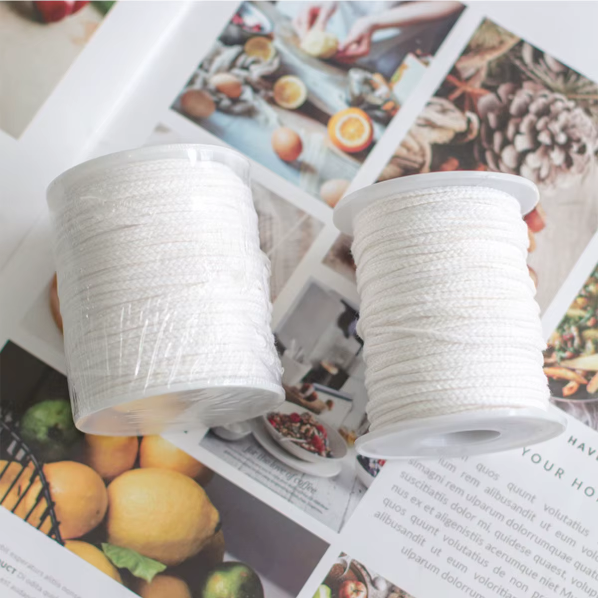 Mèche de bougie blanche en coton tissé, 61 mètres/rouleau, bobine, matériel de fabrication de bougie