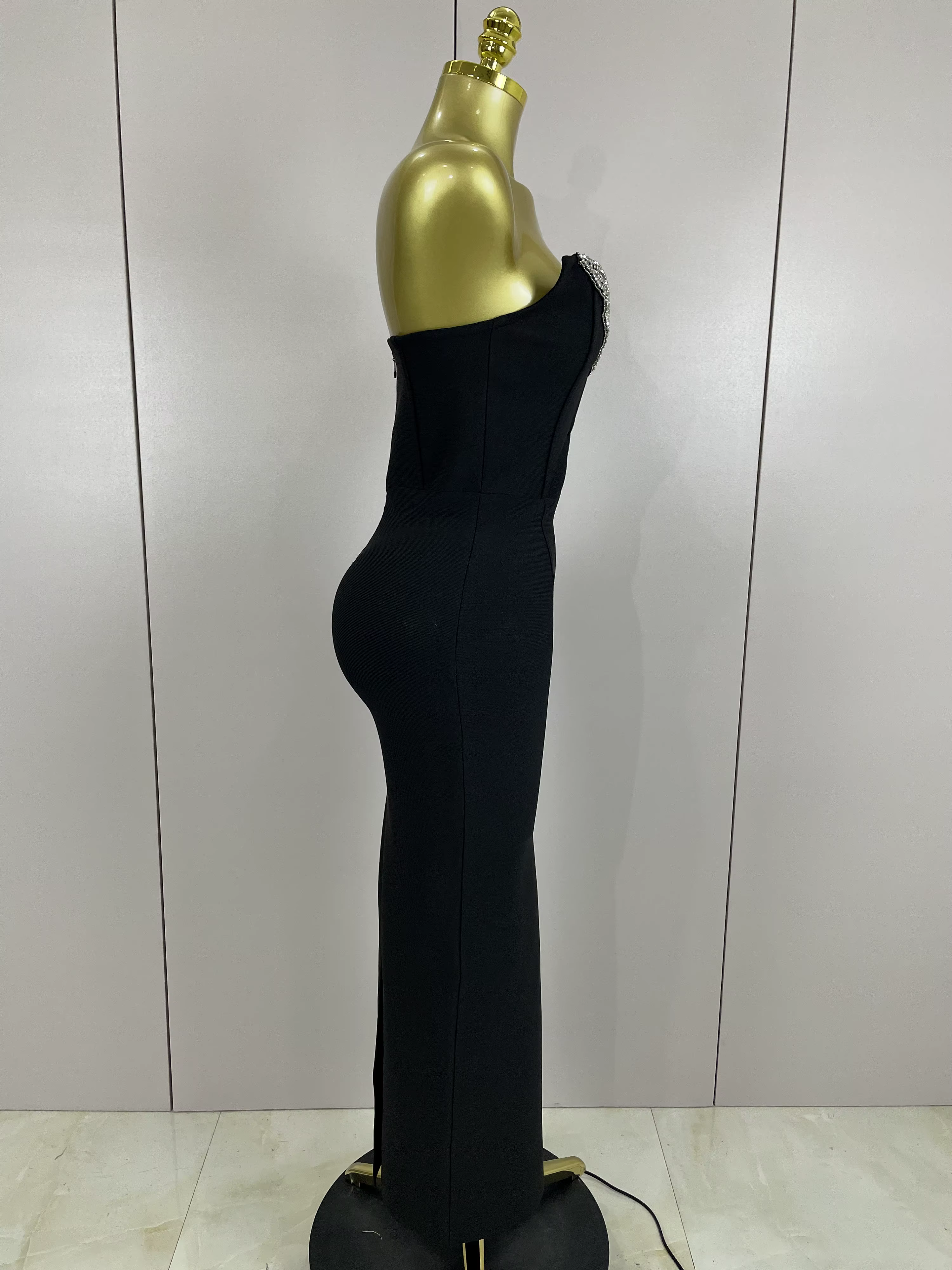 2025 femmes Sexy bretelles brillant strass moulante pansement longue robe mode célébrer soirée luxe 