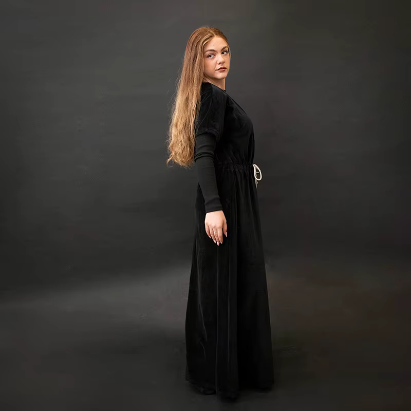Shabbos adolescent/femme robe hiver robe manches courtes vêtements taille 2 cordon cordes filles noi