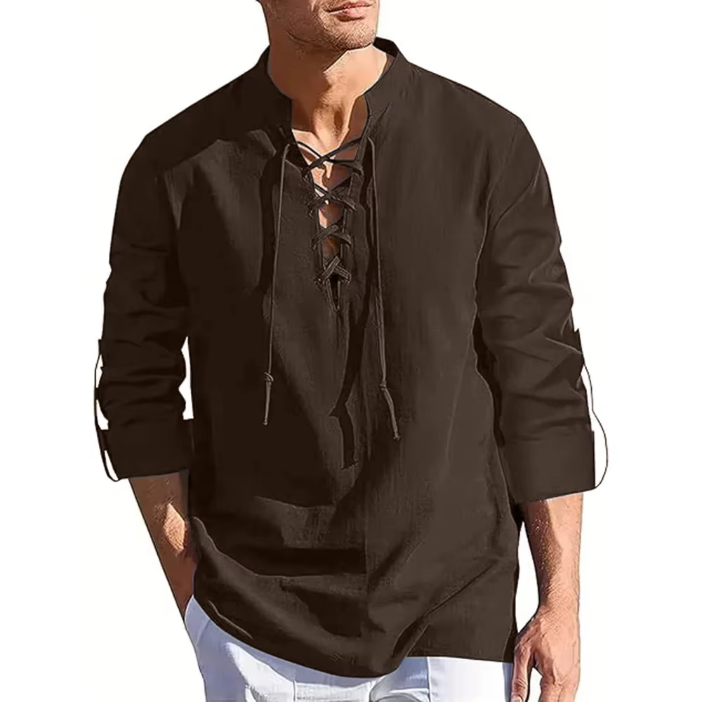 Chemise Renaissance pour hommes, haut Pirate Viking médiéval, manches longues, Costume d'halloween,