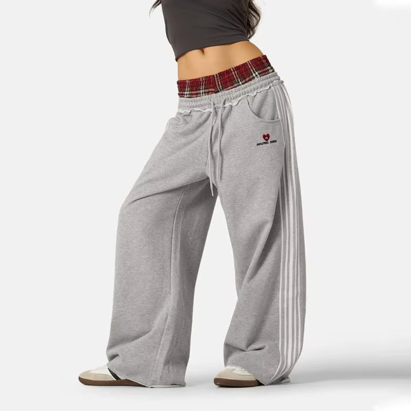 Ensemble deux pièces ample de Style collège rétro américain, faux pantalon de salle de bain à Double